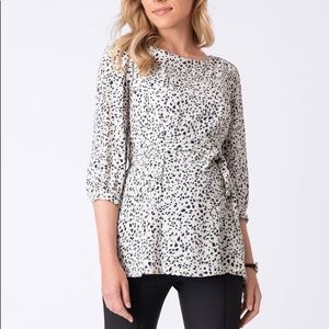 Printed Belted Maternity Blouse